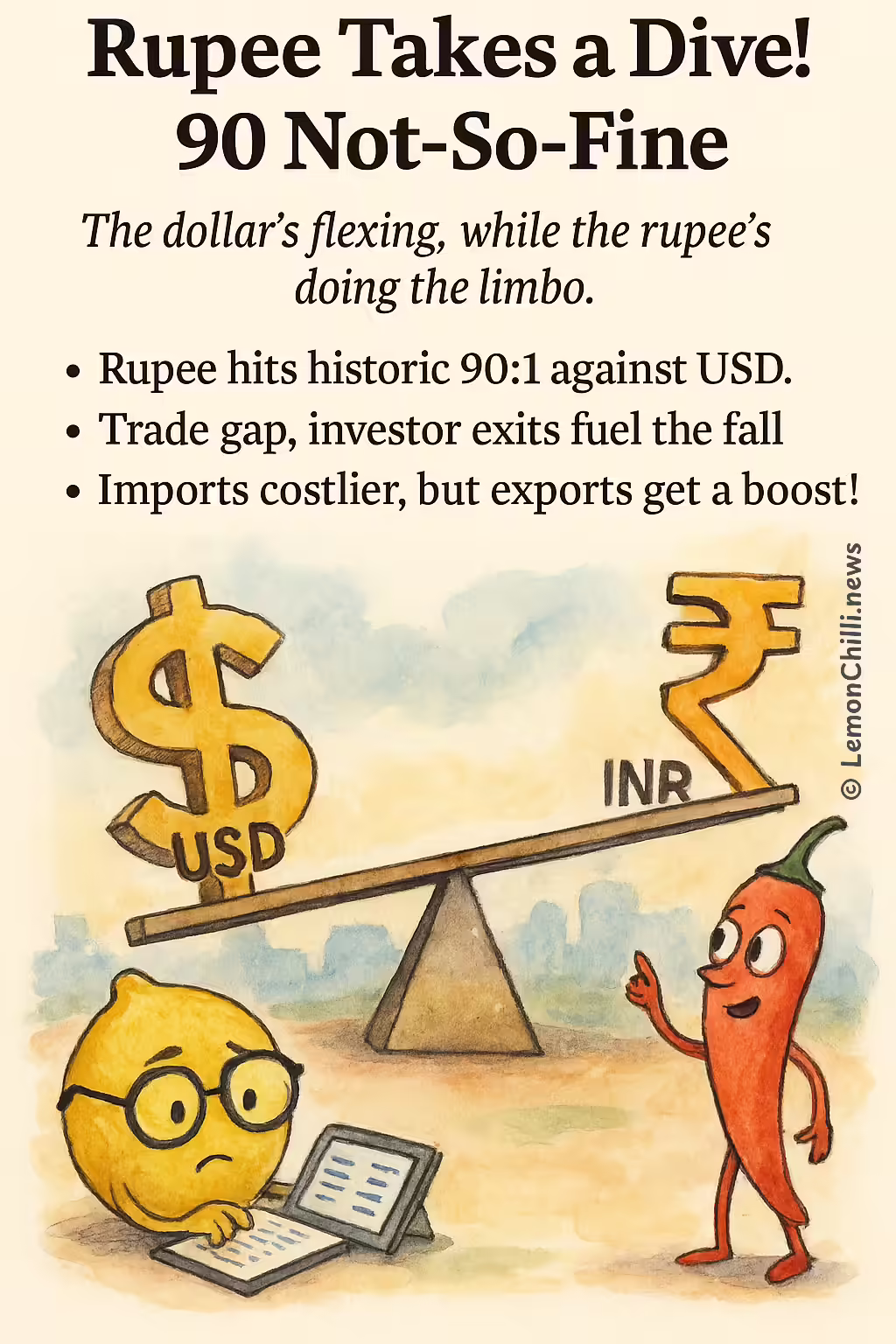 Rupee Takes a Dive! 90 Not-So-Fine