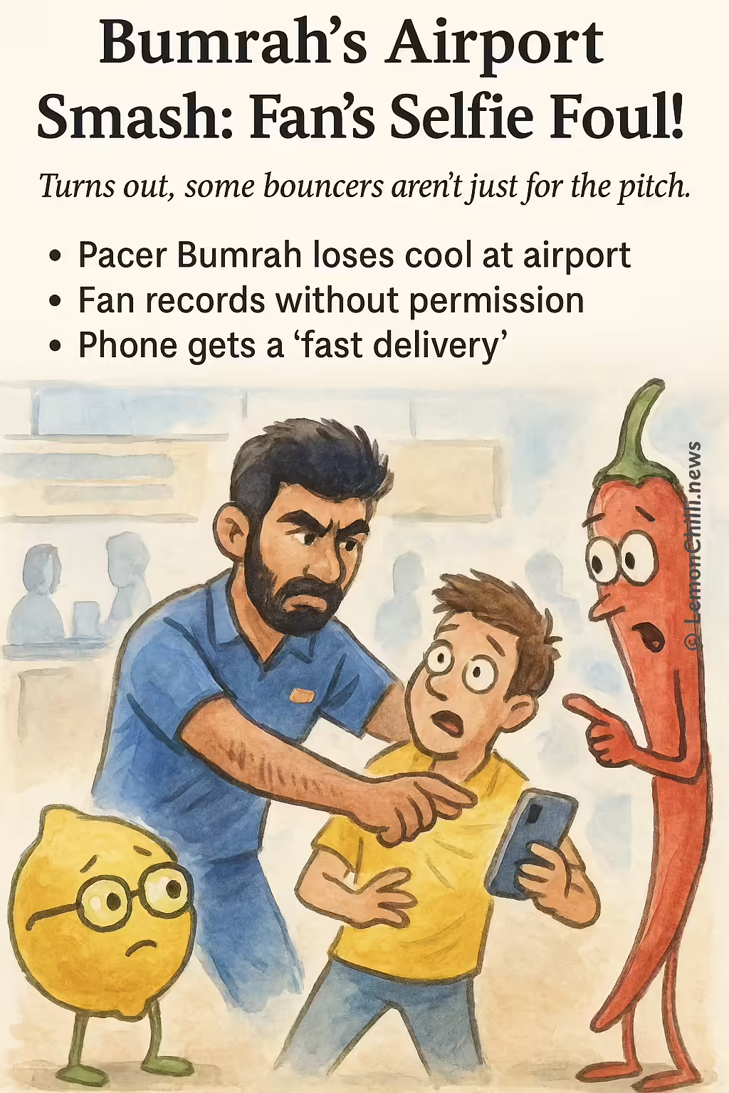 Bumrah's Airport Smash: Fan's Selfie Foul!