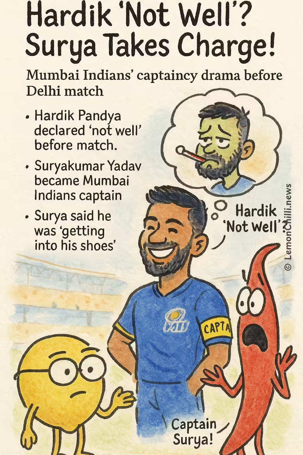 Hardik 'Not Well'? Surya Takes Charge!