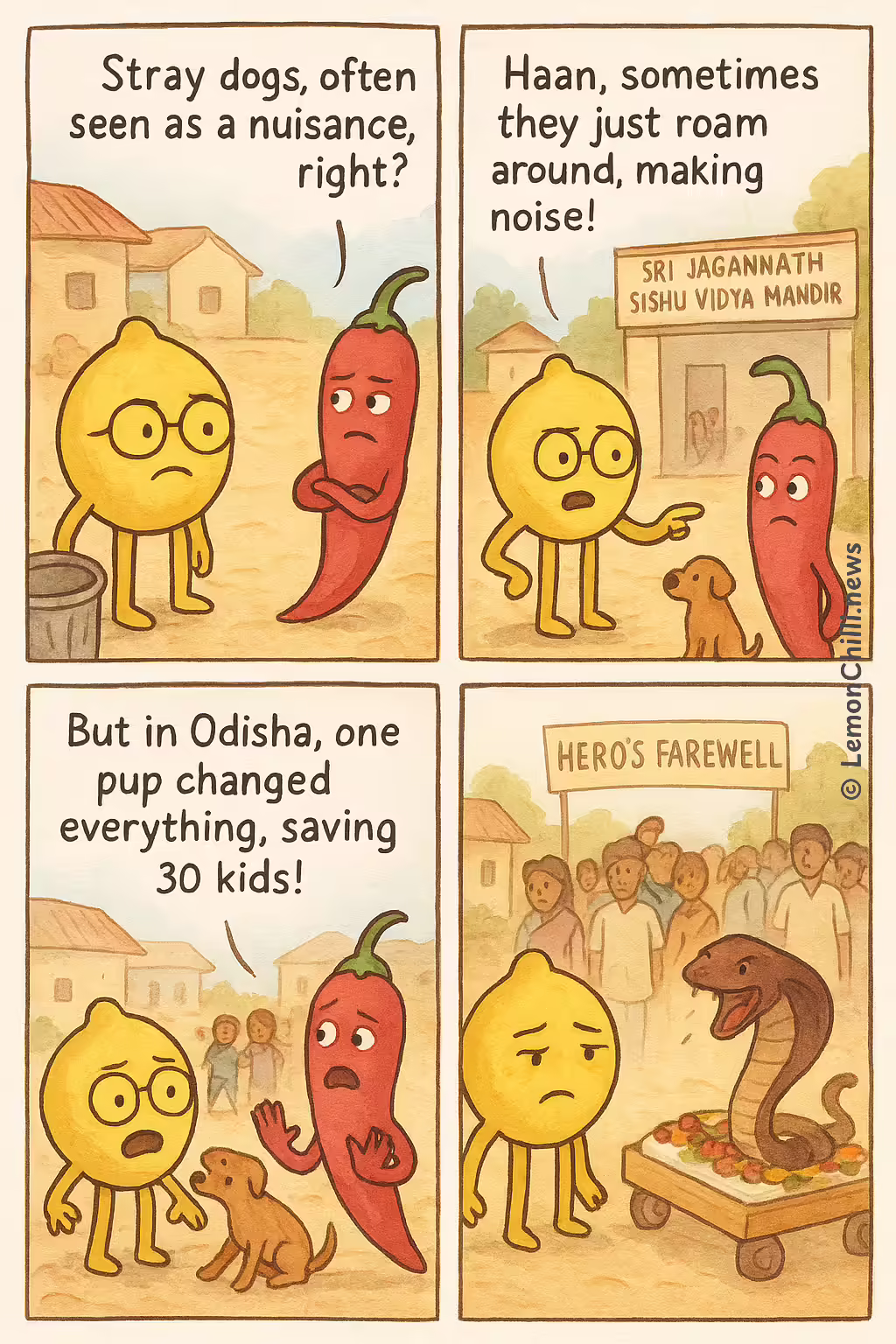 Stray Doggo Saves Kids, Gets Hero's Send-Off!