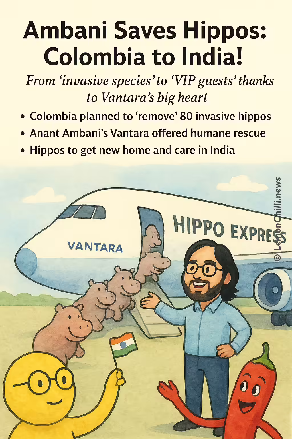 Ambani Saves Hippos: Colombia to India!
