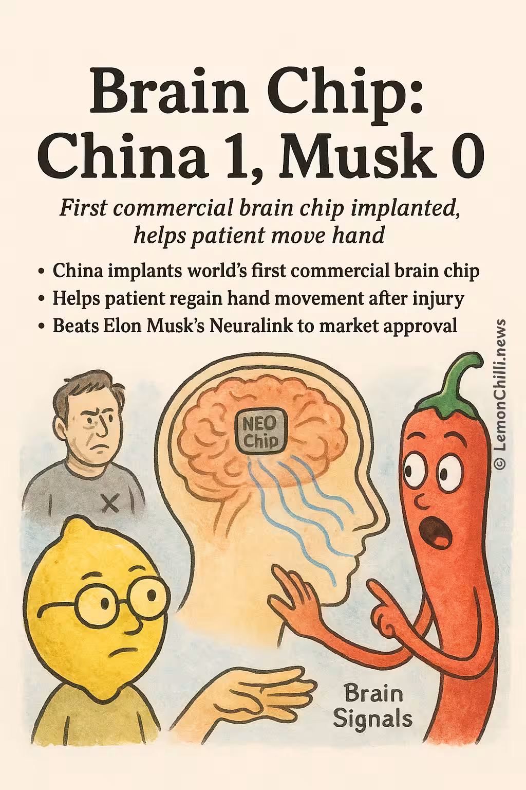 Brain Chip: China 1, Musk 0