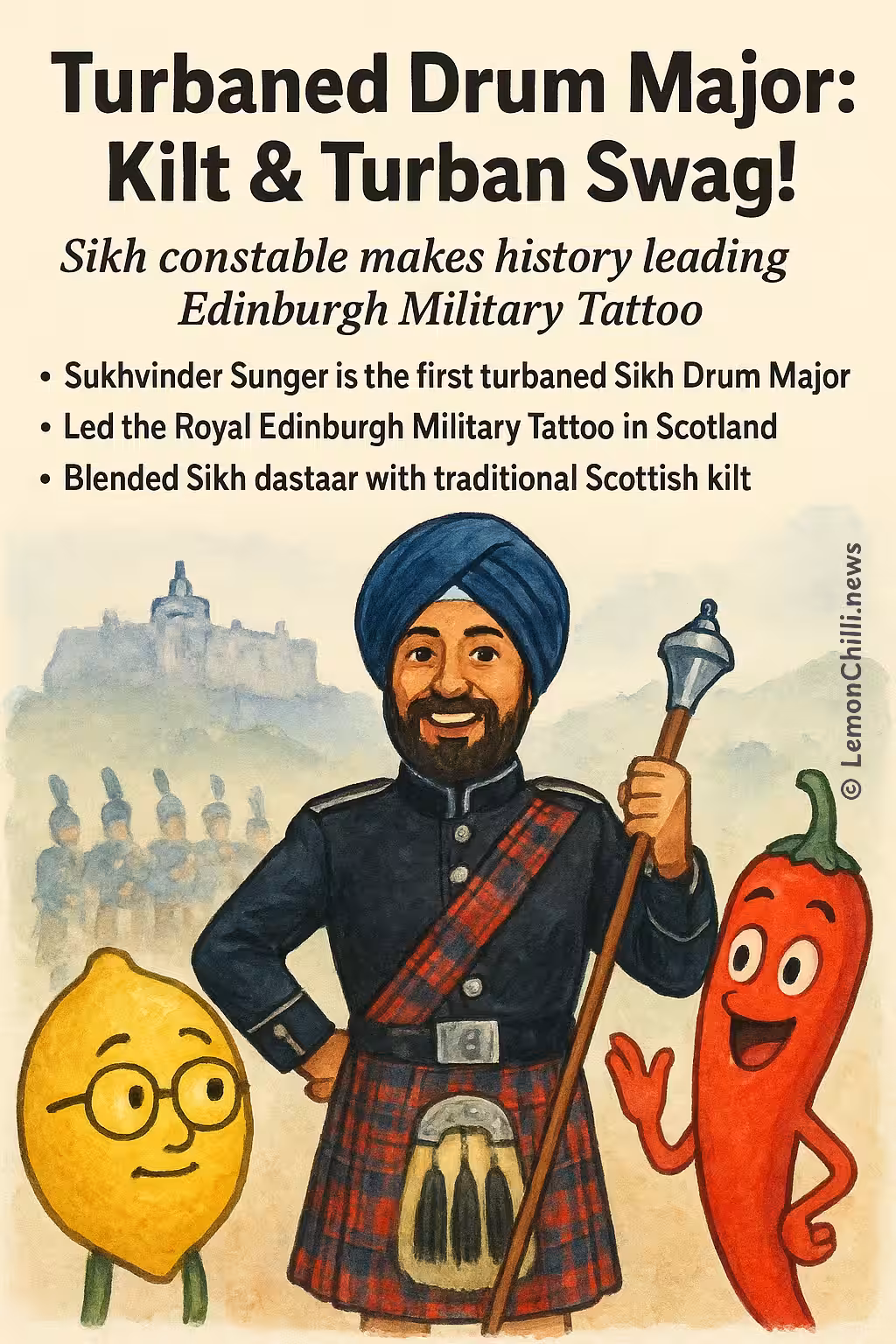 Turbaned Drum Major: Kilt & Turban Swag!