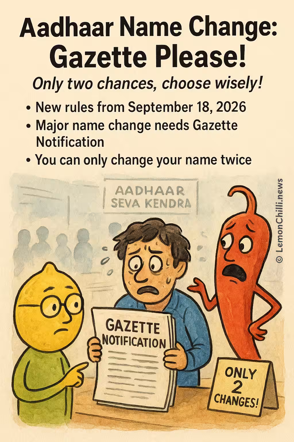 Aadhaar Name Change: Gazette Please!